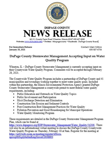 Input on water quality program