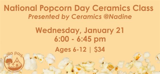 National Popcorn Day Ceramics Class