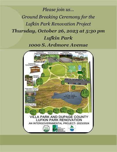 Lufkin Park October 26 at 5:30 pm groundbreaking 