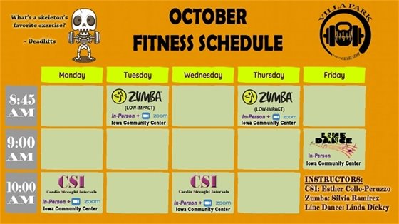 October Fitness Schedule
